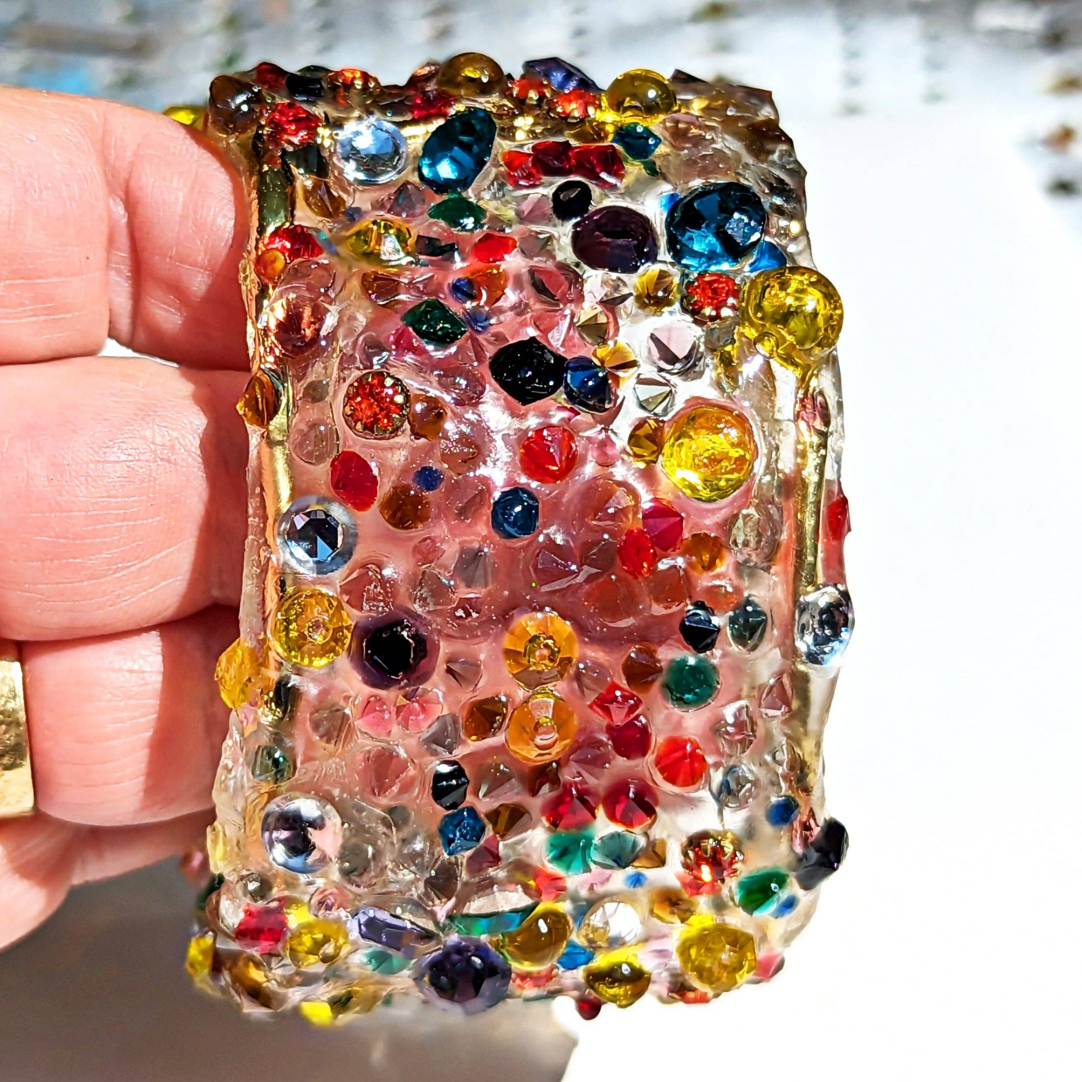 Gay Isber Designs - Wholesale Cuff Bracelet - Confetti Multi Color Cuff Bracelet Vintage Swarovski Faceted Stones Handmade Sustainable USA Sugar Gay Isber4