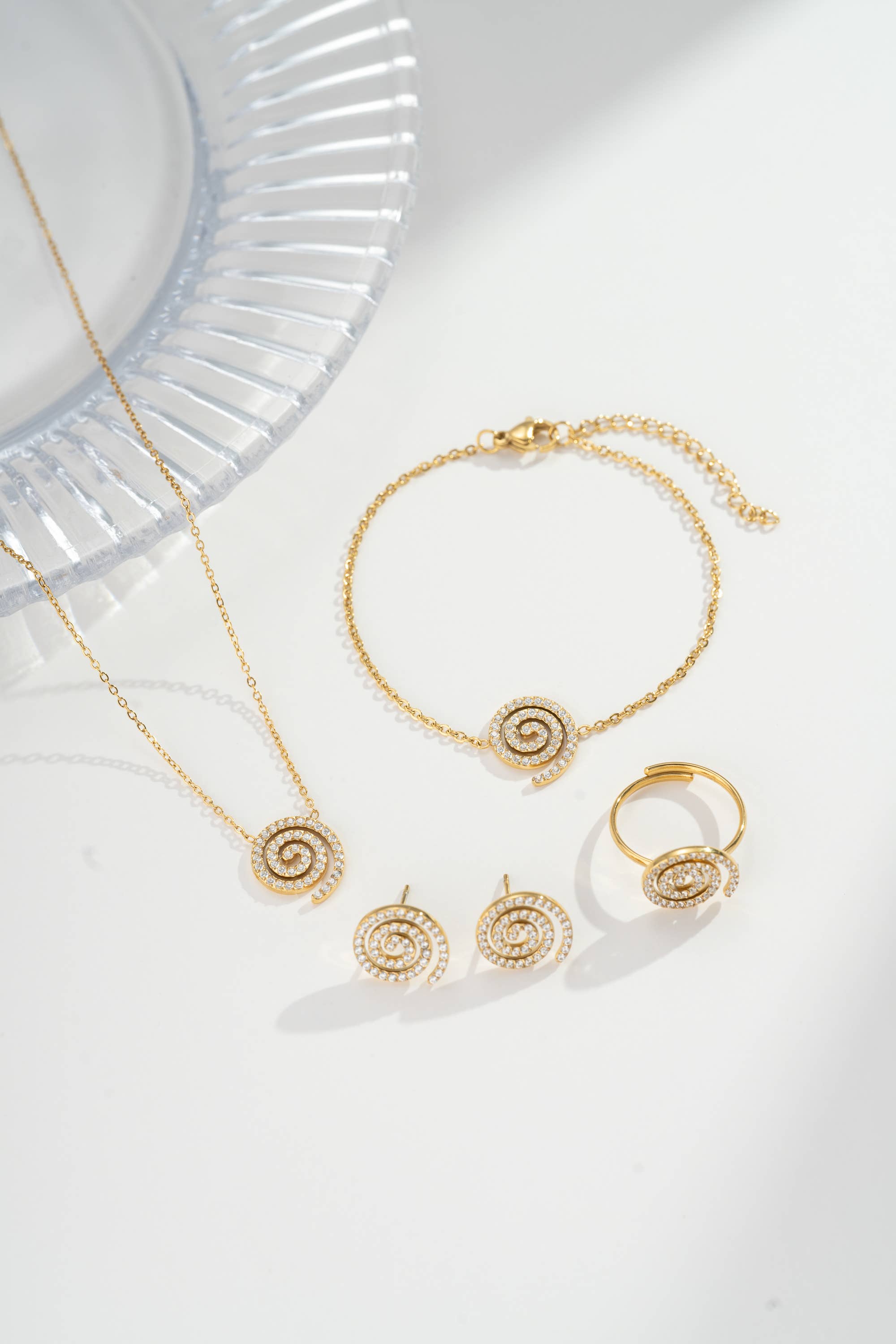 COSMOS - Vendita all'ingrosso Braccialetto con ciondolo/pendente - Bracciale sottile a spirale – cristallo, acciaio inossidabile2