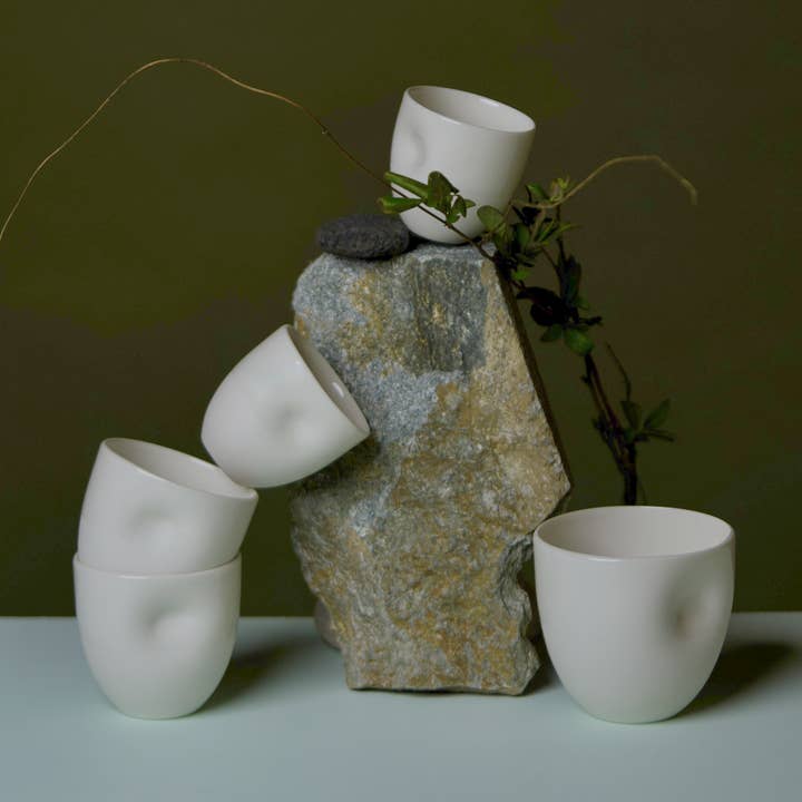 Bisque Unique Porcelain Cup - three sizes for wholesale by Middle Kingdom