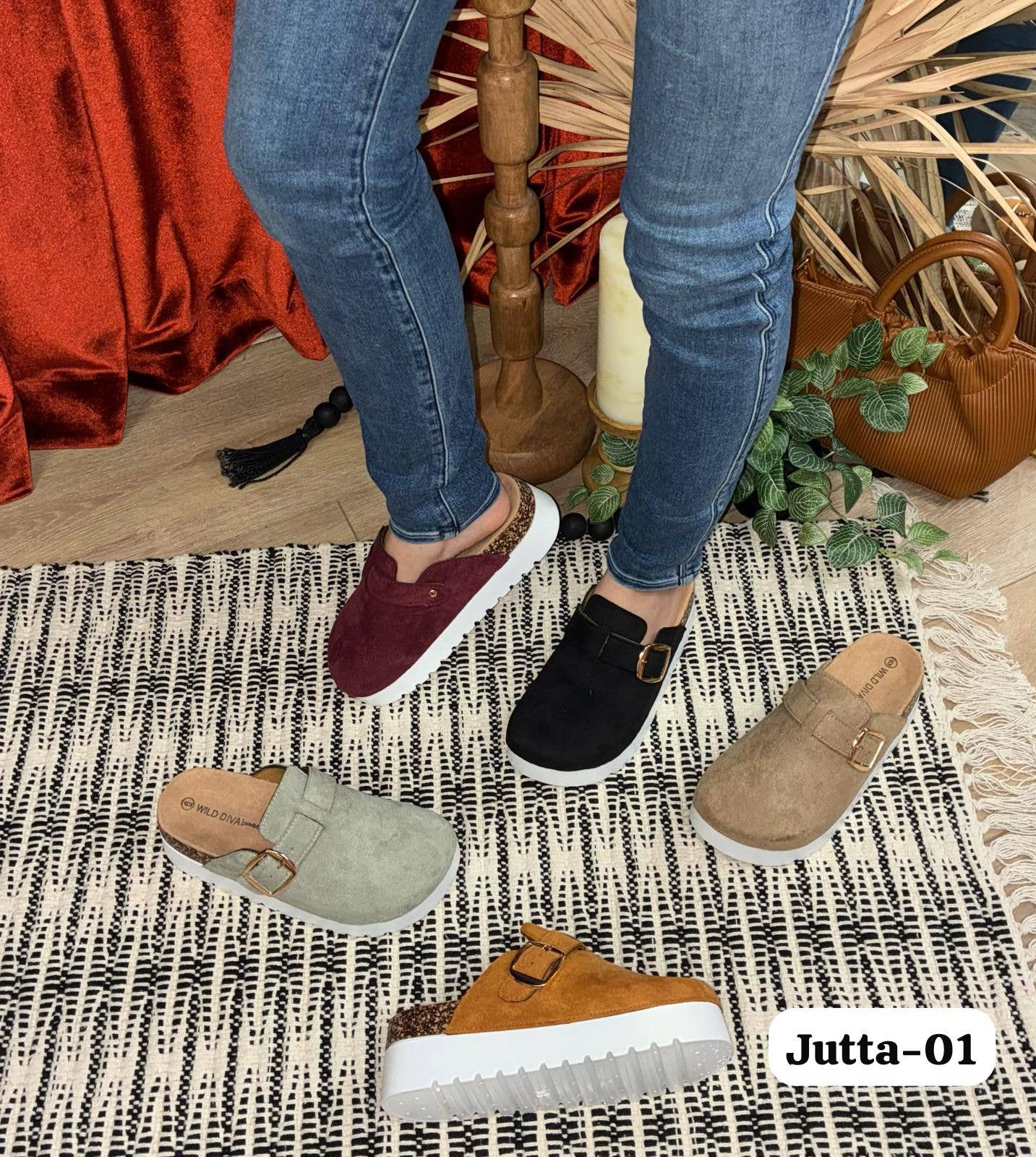 Mars Sky Shoes Wholesale - Vente Mules – femme - Wild Diva JUTTA-01 Mules à boucle pour femmes avec semelle en liège et semelle épaisse - Pack de 18 paires - 15,45/paire6