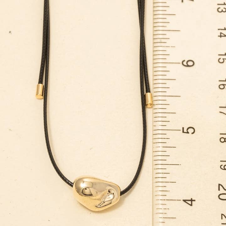 G Warped Metallic Pendant Adjustable Cord Necklace for wholesale on Faire1