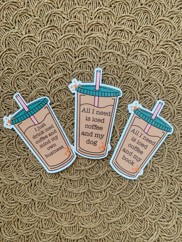 Iced coffee waterproof sticker for wholesale by Shop Esnce