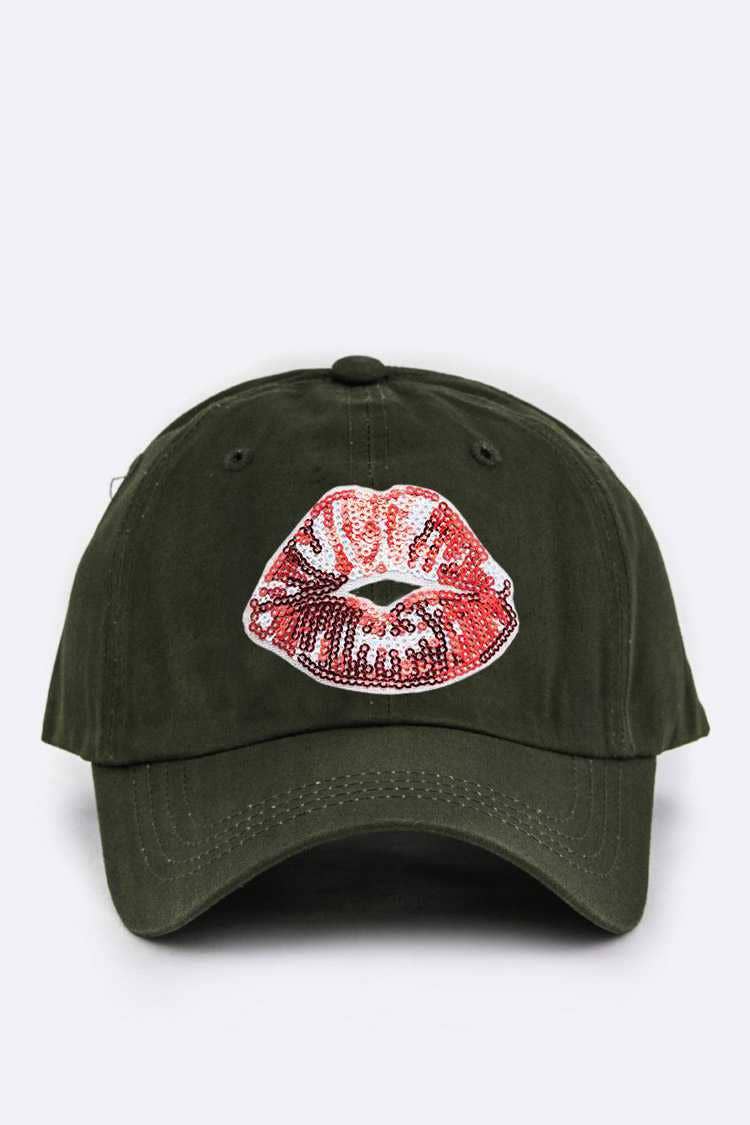 LA Jewelry Plaza - Wholesale Baseball Cap - Women's - Sequin Kiss Lip Patch Cotton Cap8