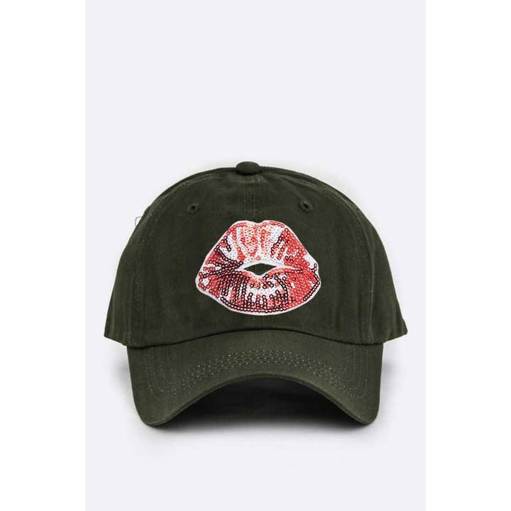 LA Jewelry Plaza - Wholesale Baseball Cap - Women's - Sequin Kiss Lip Patch Cotton Cap8