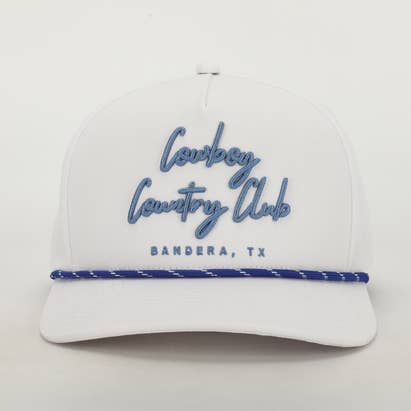 Cursive Roped Hat White for wholesale by Cowboy Country Club