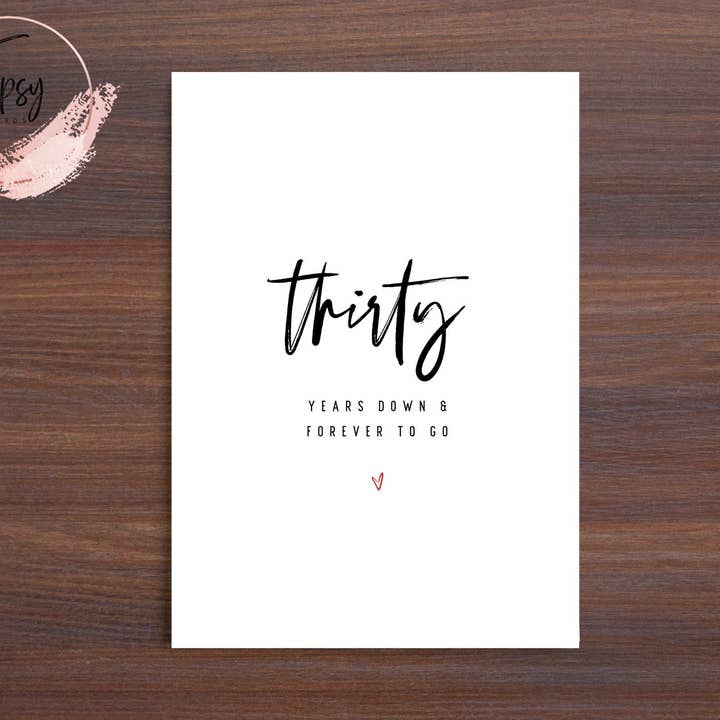 30th Anniversary Card for wholesale by TipsyCards