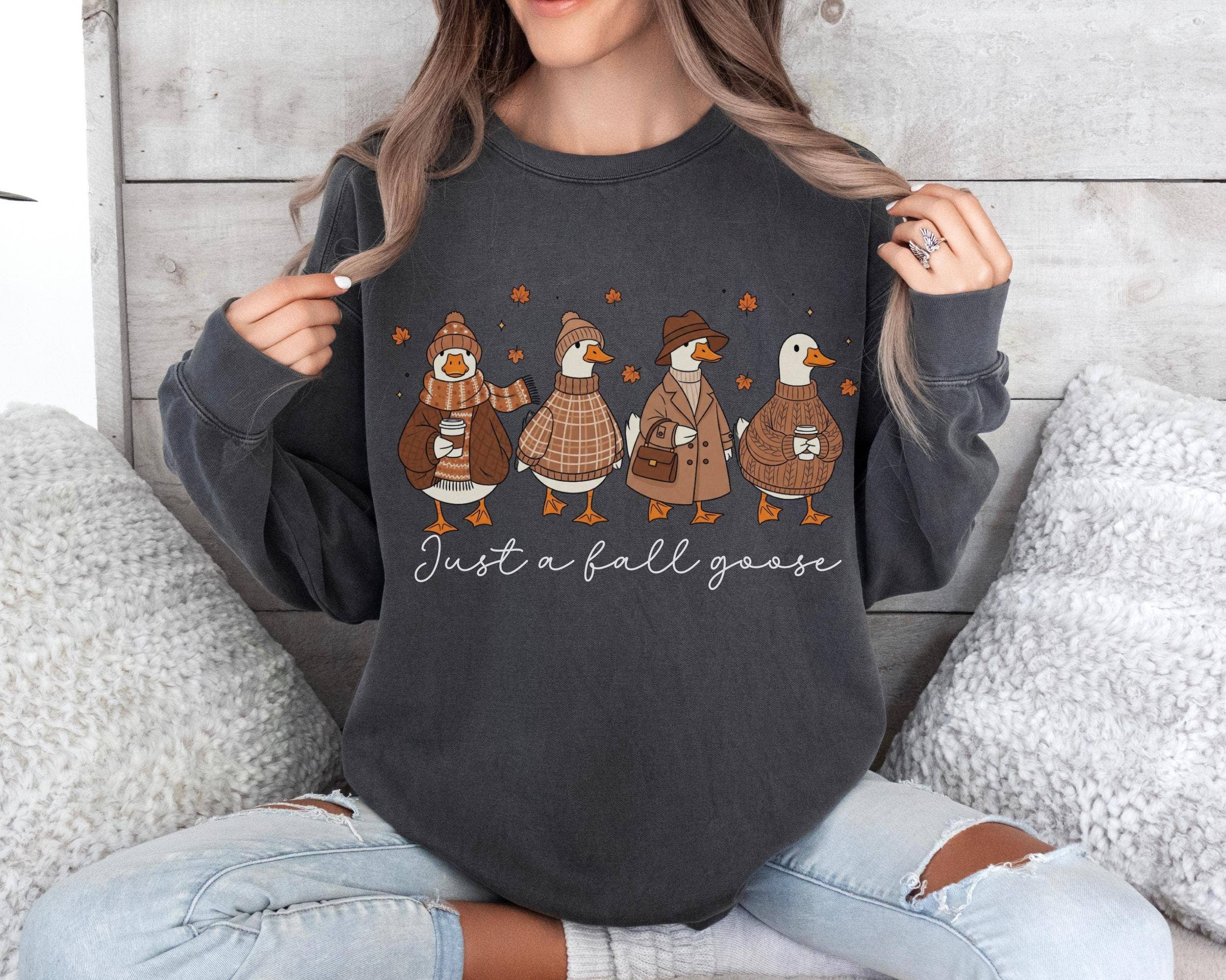 Glaime – T-shirt gráfica - Mulher por atacado – Apenas uma Camisola de Outono com Ganso, Camisola de Outono2