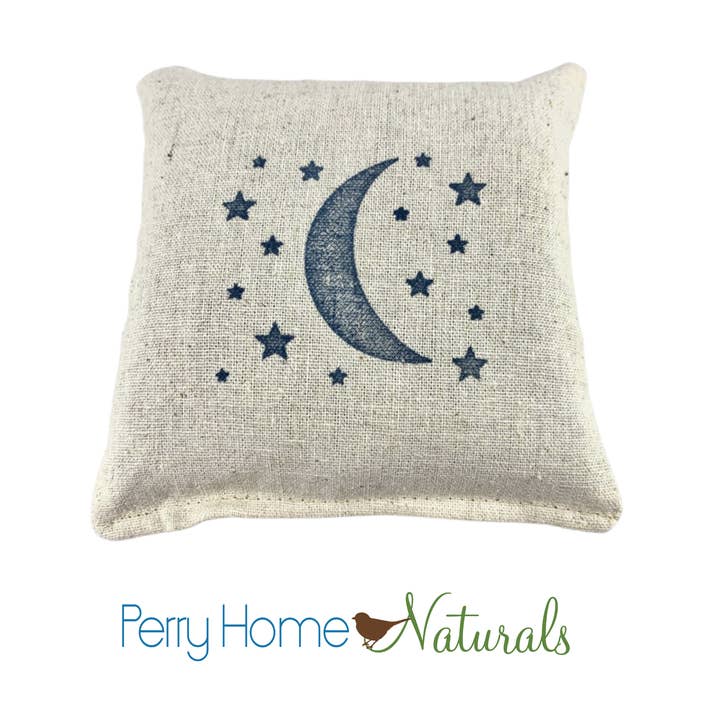 Moon & Star Sachet – Hand-Stamped Design with Maine Balsam Fir or Organic Lavender for wholesale by Perry Home Naturals