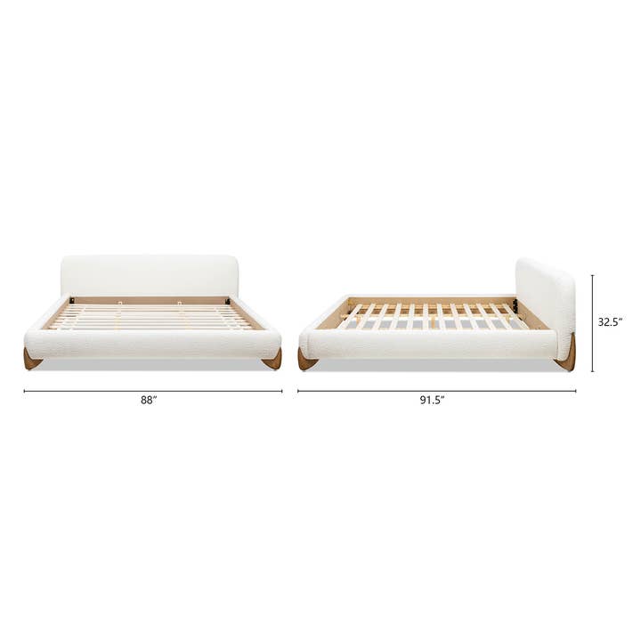 Jennifer Taylor Home - Wholesale Bed - Alpine Puffy Modern Platform Bed Ivory White Boucle11