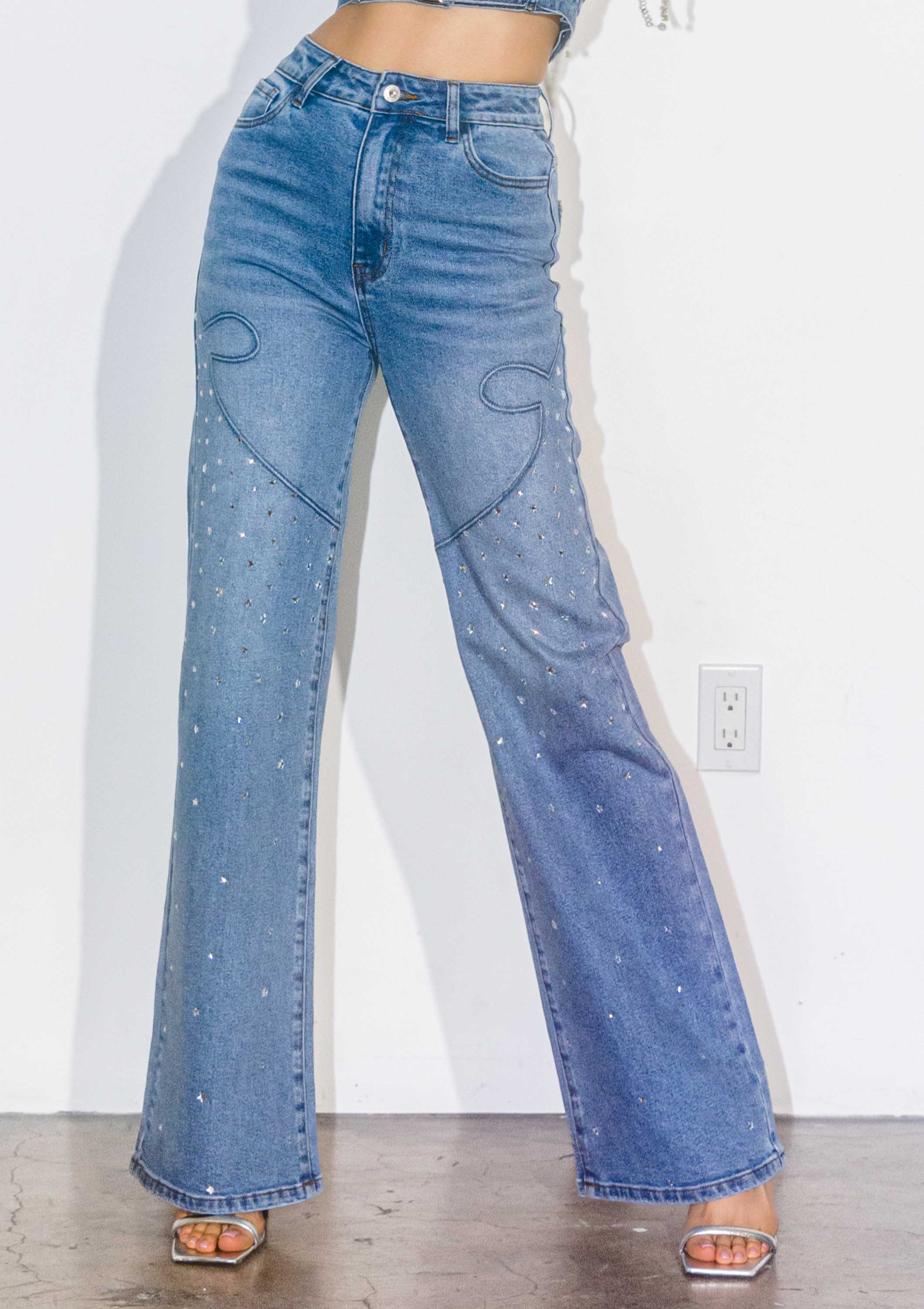 Pierre moyenne Jean à jambes larges Star Strass Western en vente sur Faire0