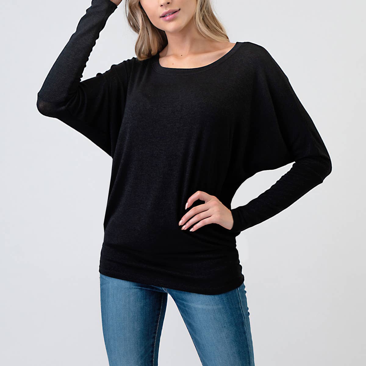 Heimious - Vente Haut en maille – femme - Haut en tricot Hacci à manches longues et col rond à manches Dolman, 270150