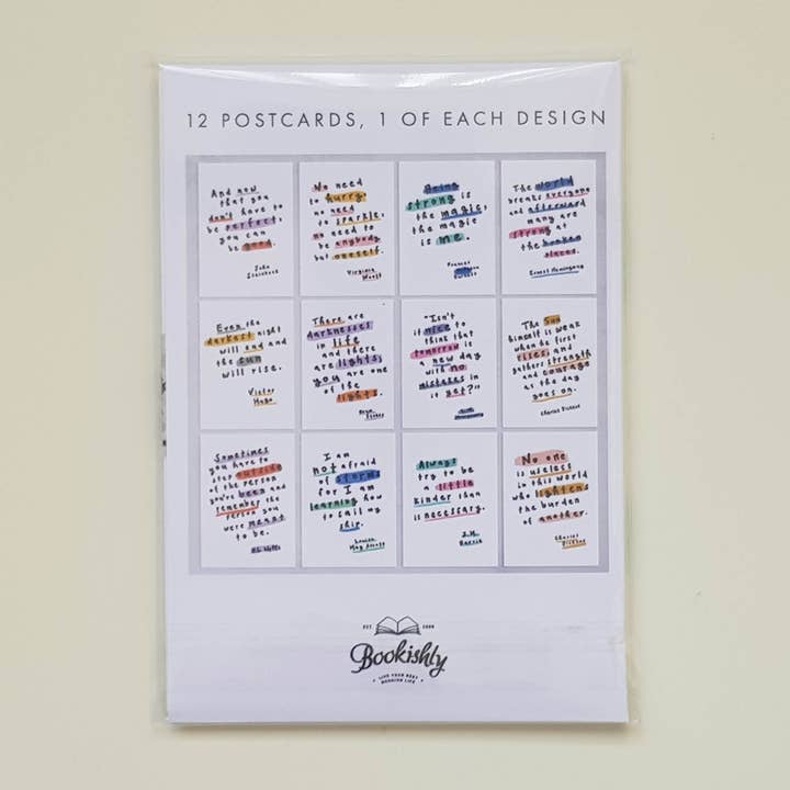 Bookishly (No US Import Fees) – wholesale Postcard set – Inspirational Quote Postcard Set5