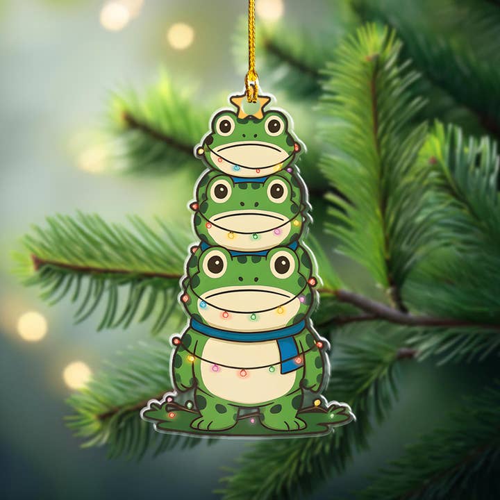 Cute Frog Acrylic Christmas Ornament, Portland Frog Decor for wholesale by Embrova