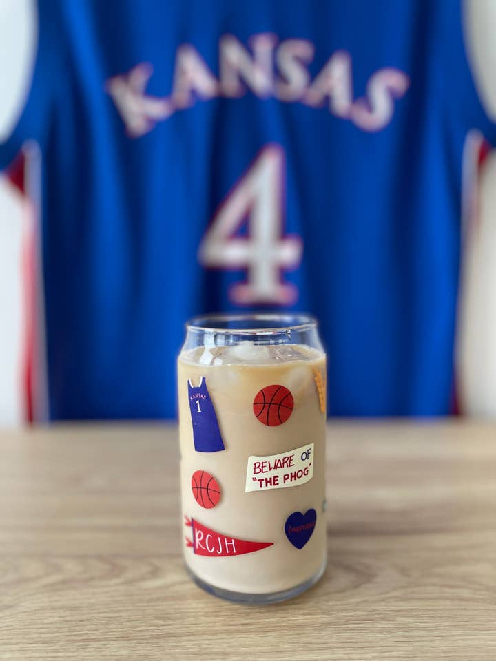 KU Glass Cup for wholesale by Shea Lettering