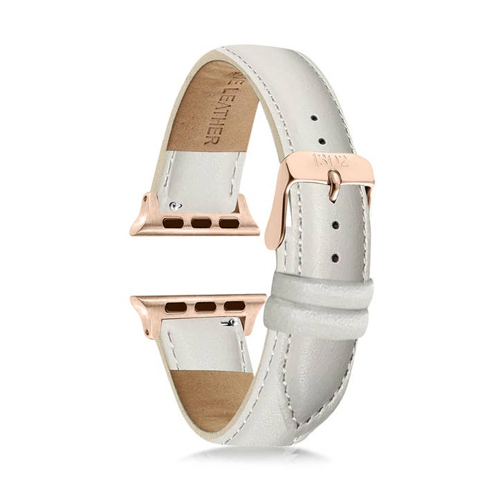 Hvid dame læderrem kompatibel med Apple Watch for engroshandel hos 1302 Watch Co.