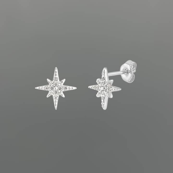 Clous d'oreilles Sparkly CZ Starburst pour la vente par Something Silver
