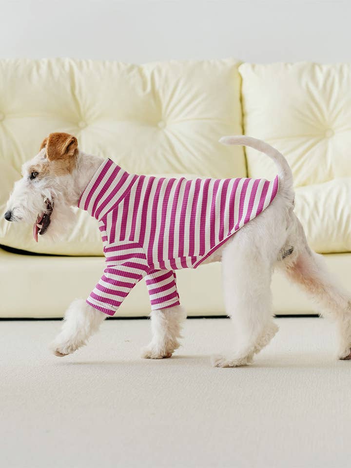 Le Tee Lang - Pink & Hvid for engroshandel hos PET FANGZ