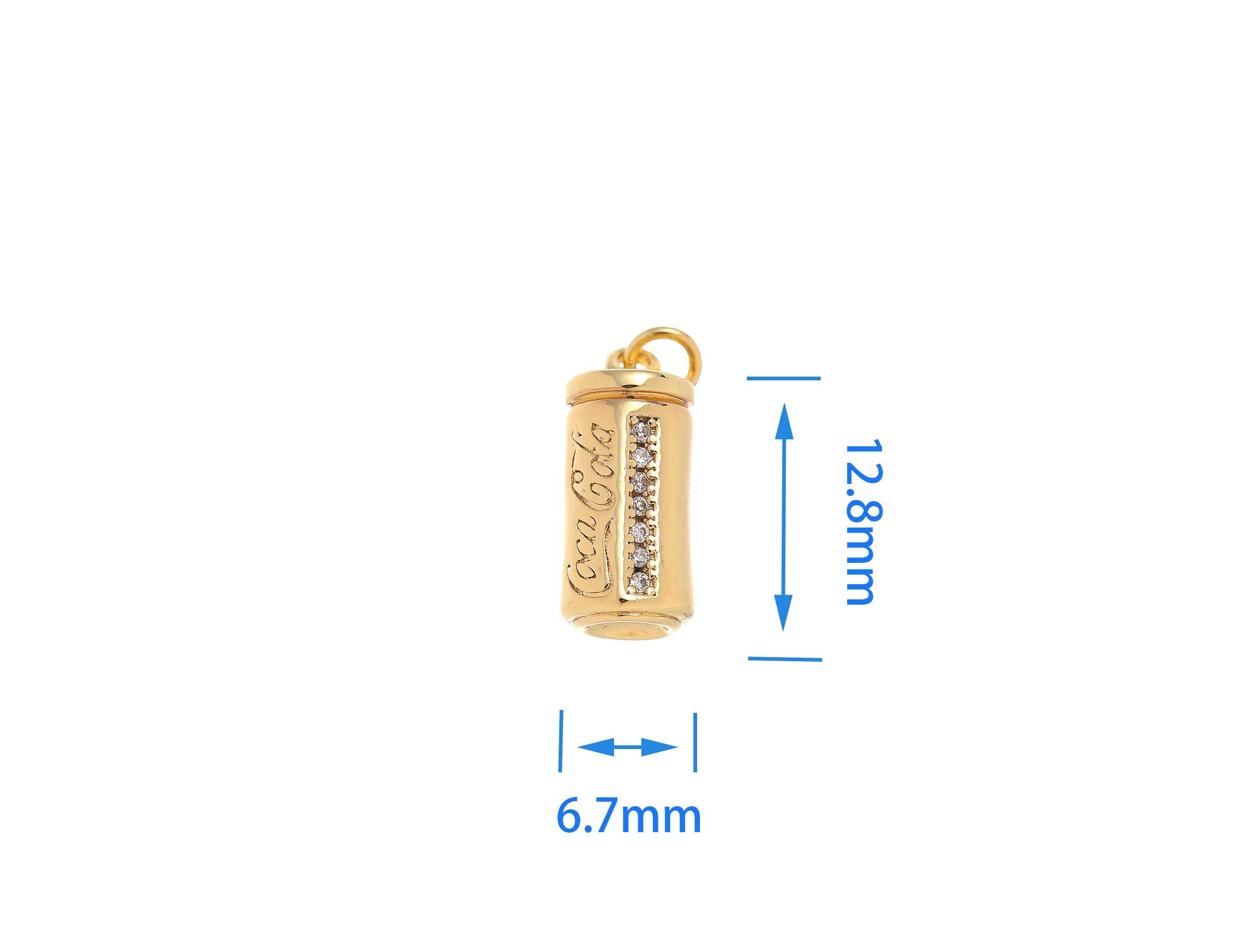 Jewel Pledge - Wholesale Individual Charm/Pendant - 18k Gold Mini Cola Soda CZ Dangle Charm Pendant CPG15233