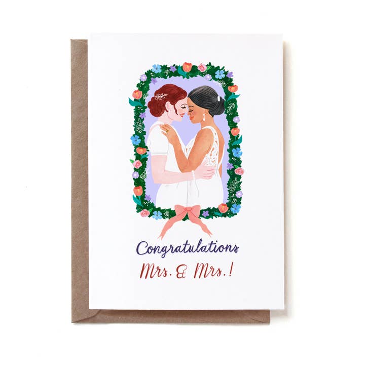 Reddish Design - Wholesale Wedding Card - Congratulations Mrs. and Mrs.