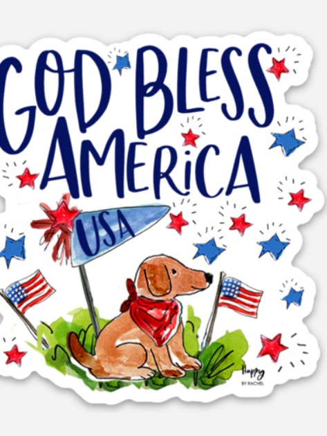 American Dog Patriotic Sticker for wholesale by Happy By Rachel, LLC