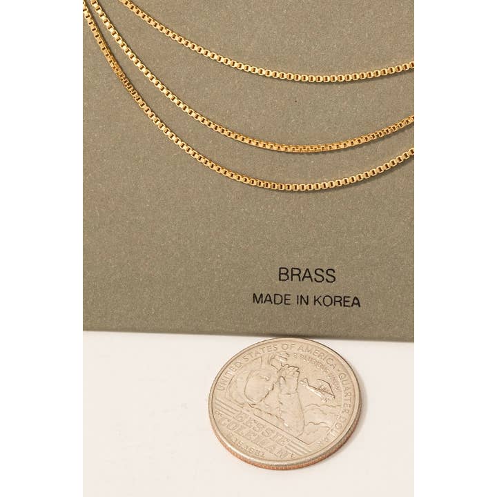 G Triple Layered Mini Box Chain Necklace for wholesale on Faire