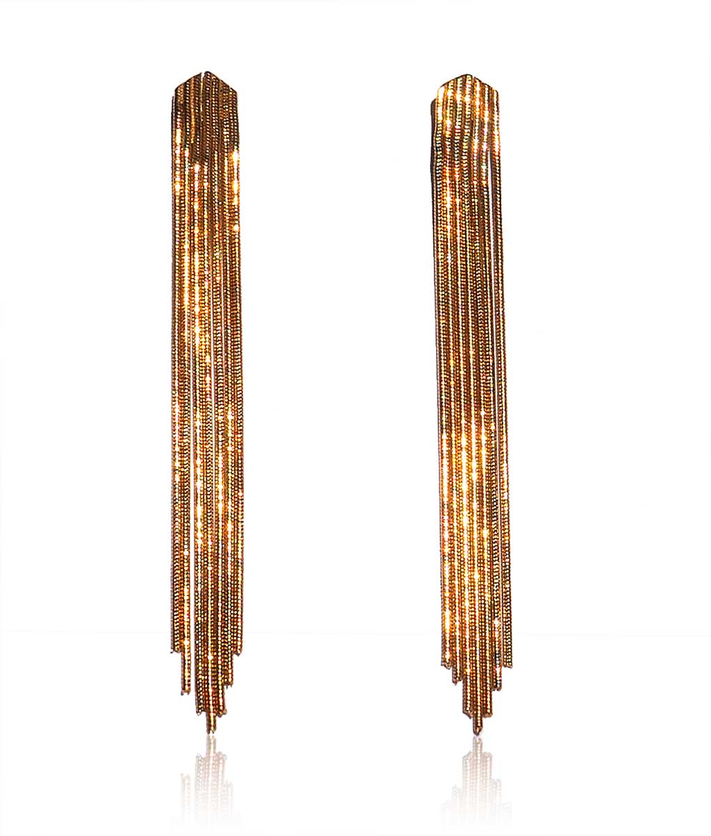 Jewelry by Moette – Brincos de argola por atacado – BRINCOS DANÇAR CASCATA, OURO0