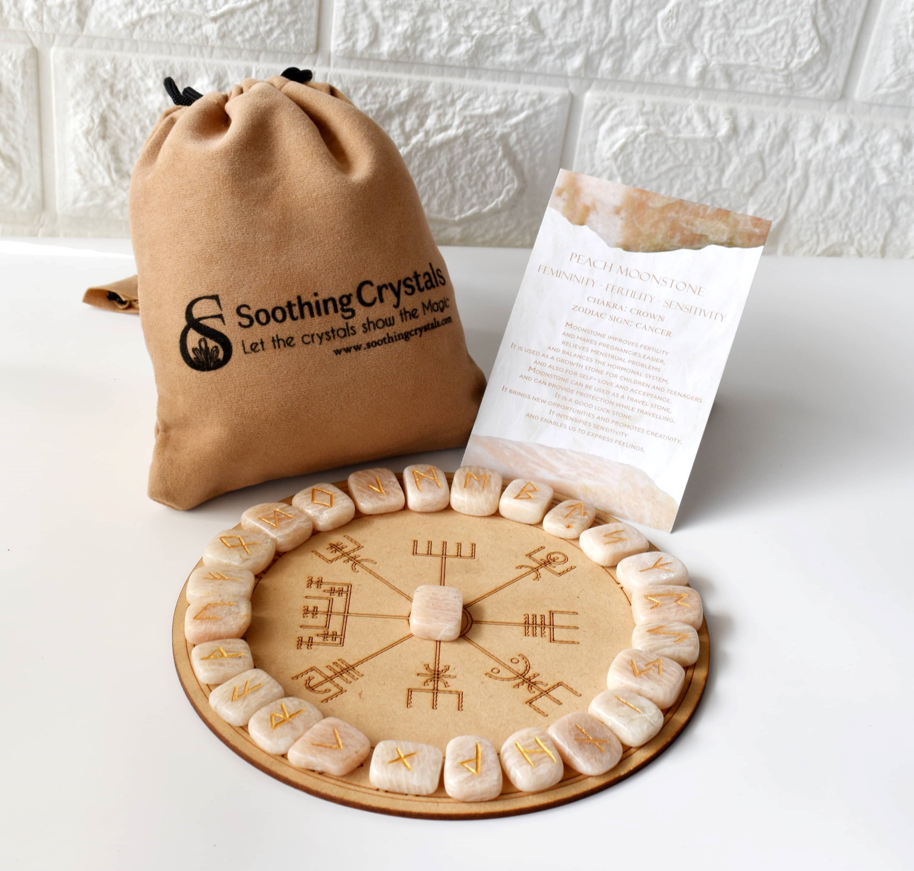 Soothing Crystals - Wholesale Spiritual Stone/Crystal - Futhark Rune Set | Moonstone | Rune Stones | Runic Crystals3