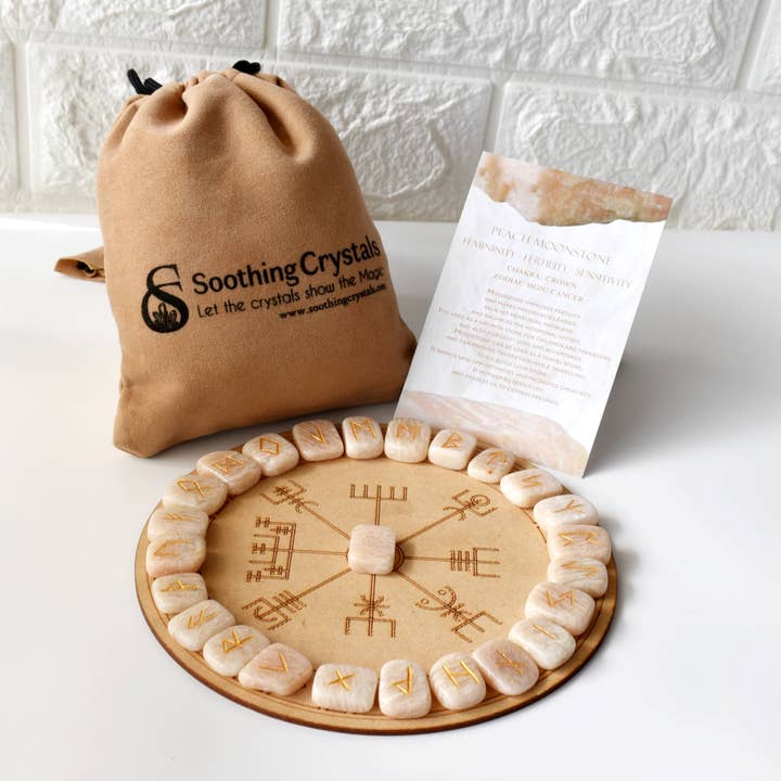 Soothing Crystals - Wholesale Spiritual Stone/Crystal - Futhark Rune Set | Moonstone | Rune Stones | Runic Crystals3