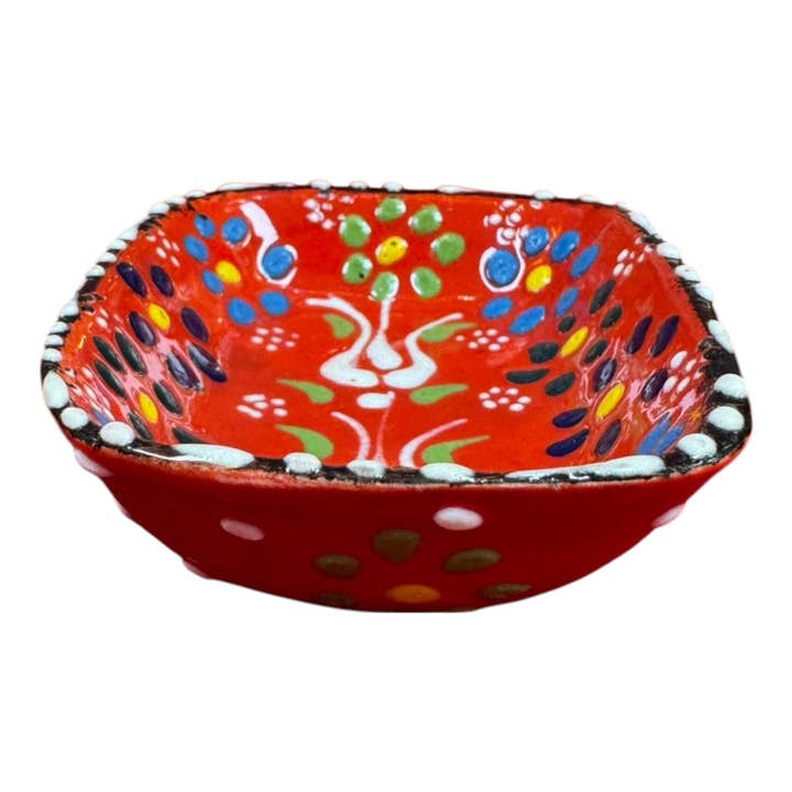Import Corner - Wholesale Bowl - 39643: 3" SQUARE CERAMIC EMBOSSED BOWL3