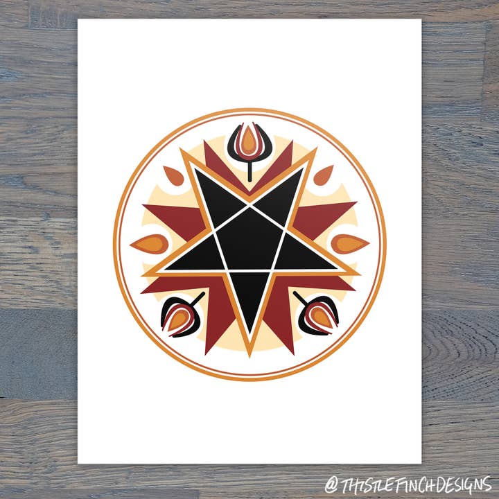 Pentagram Hex Sign, Heavyweight Matte Digital Print for wholesale by Thistle Finch Designs