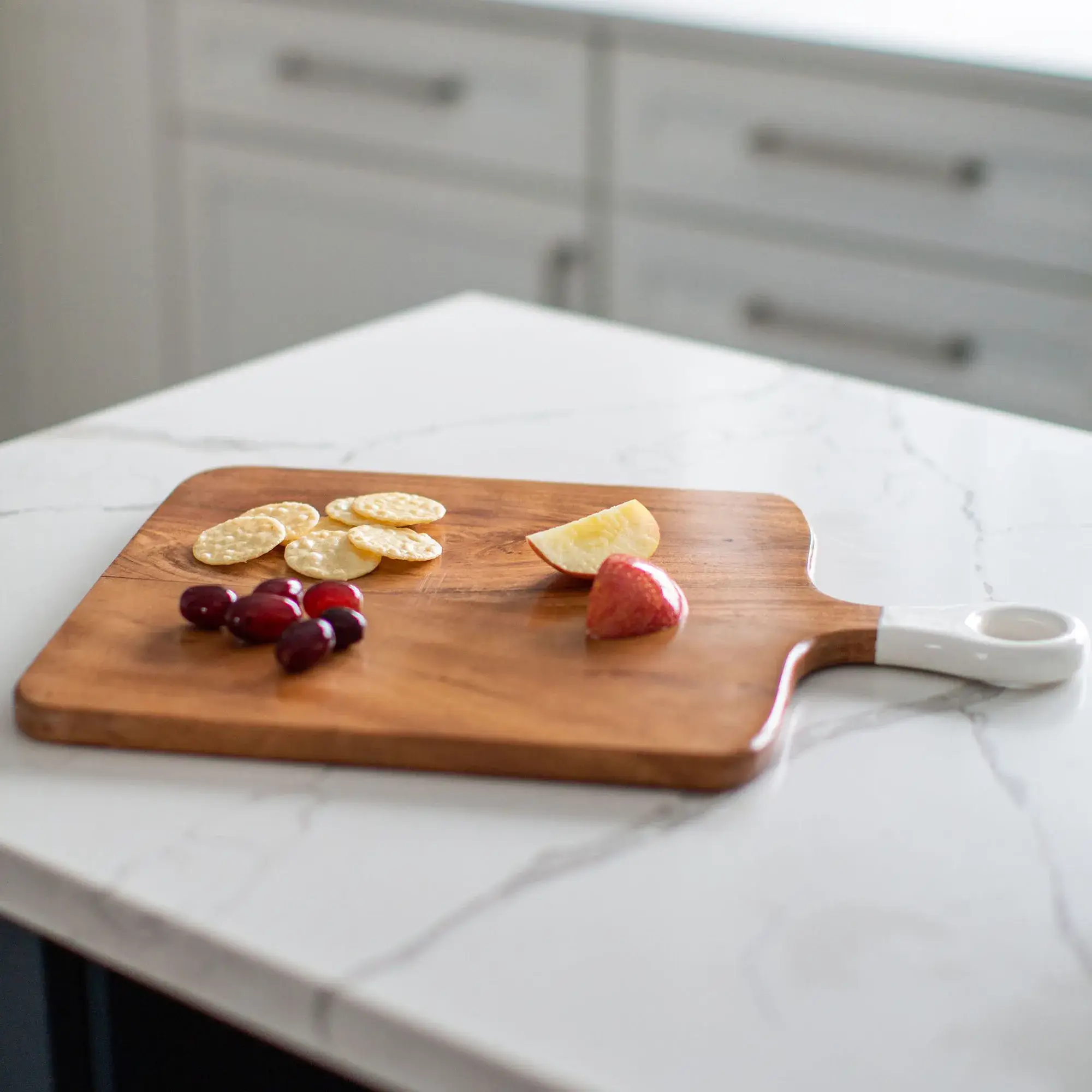 Jeanne Fitz - Wholesale Cheese Board - Wood+White Collection Acacia Wood Square Charcuterie Board M4