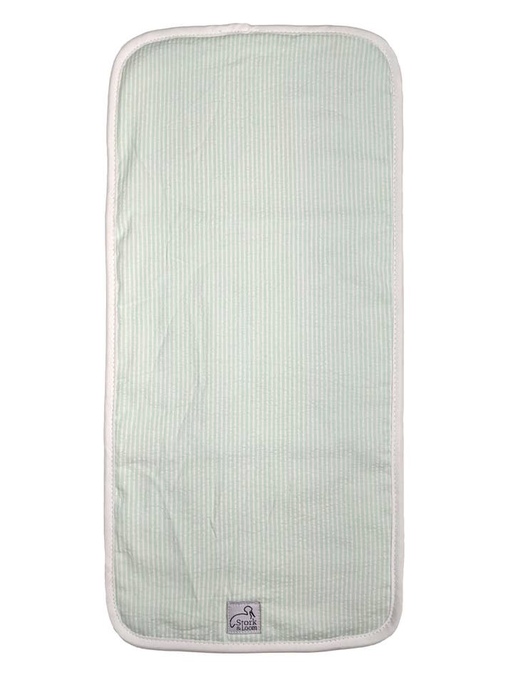 Mint Seersucker Burp Cloth for wholesale by Stork and Loom