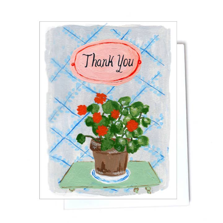 Geranium Thank You Card for wholesale by Elizabeth Grubaugh