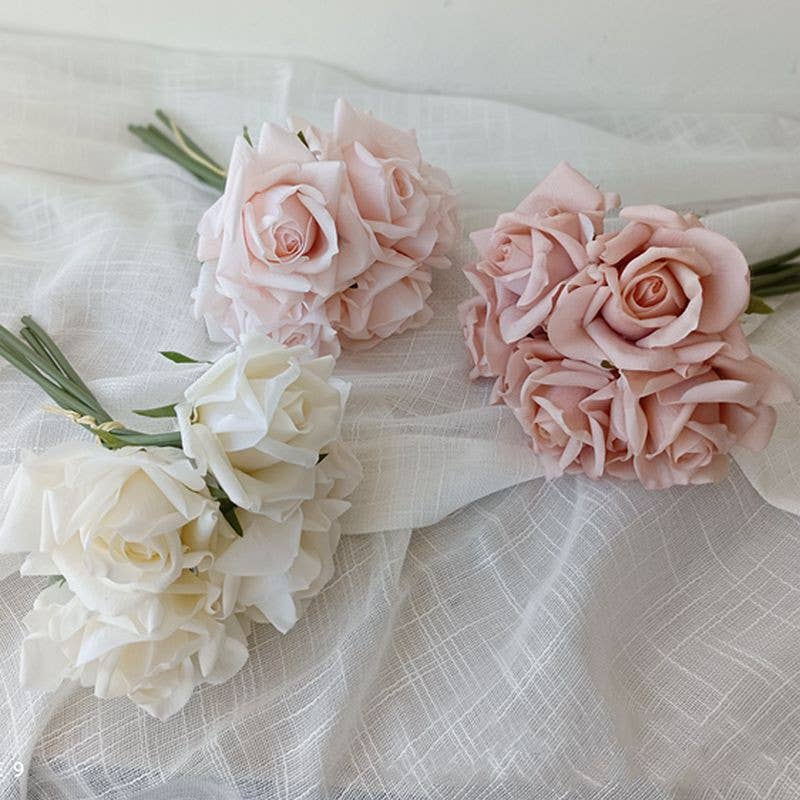 Sweet Home Deco – wholesale Konstgjorda blommor – 10-tums rosbukett med verklighetstrogna rosor, blommande vårros, 5 stjälkar2