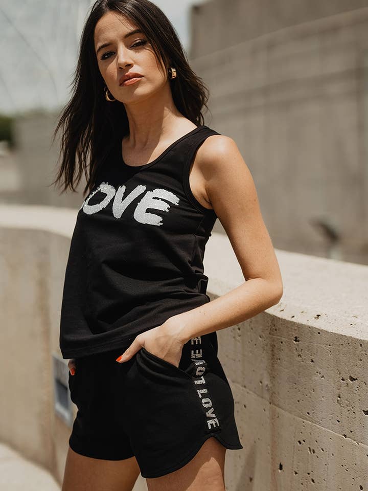 SHORT LOVE BLACK por atacado de BE HAPPINESS