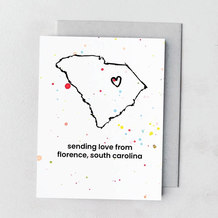 Cartolina Dipinta a Mano dello Stato della Carolina del Sud (Personalizza!) per la vendita all'ingrosso da parte di Beau Paper Co.