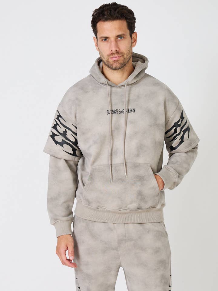 TOP MONDAY - Wholesale Tracksuit - Men's - Men's Oversized Tracksuit Set – Flame / Tribal Prints3