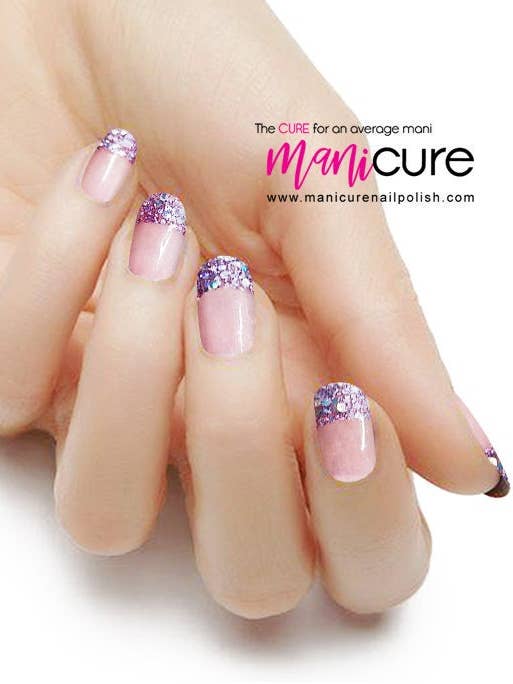 French Purple Glitter Design, ManiCURE Real Nail Polish Strips, Dry Nail Polish, Nail Wraps, Stickers, Long Lasting, Non Toxic for wholesale by ManiCURE Nail Polish