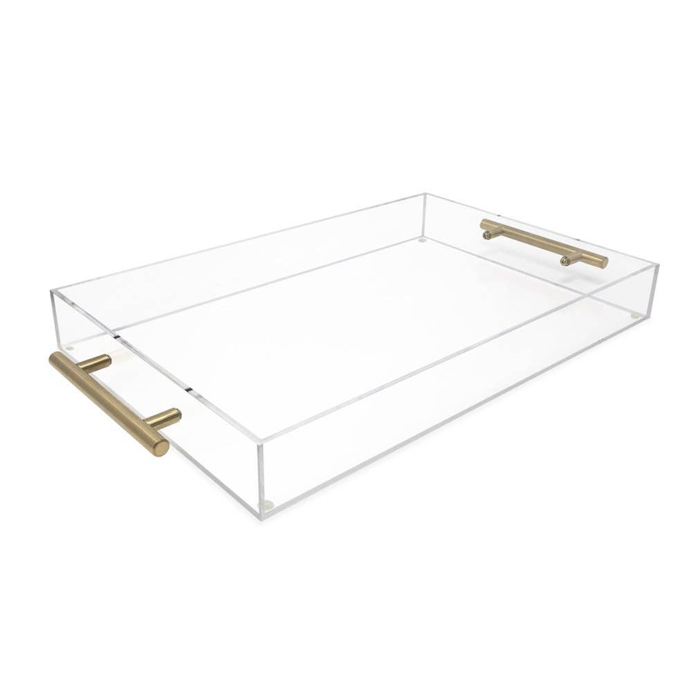 Isaac Jacobs International - Wholesale Serving Tray - Isaac Jacobs Clear Acrylic Serving Tray with Metal Handles4