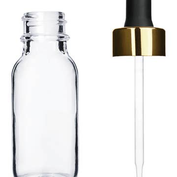Best Bottles - Wholesale Essential Oil Holder - Boston Round Clear Bottle - 15ml (Multiple Dropper Colors)3