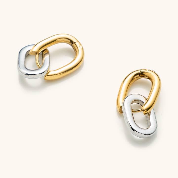 Mixed Metal Link Hoops for wholesale by Nikki Smith Designs
