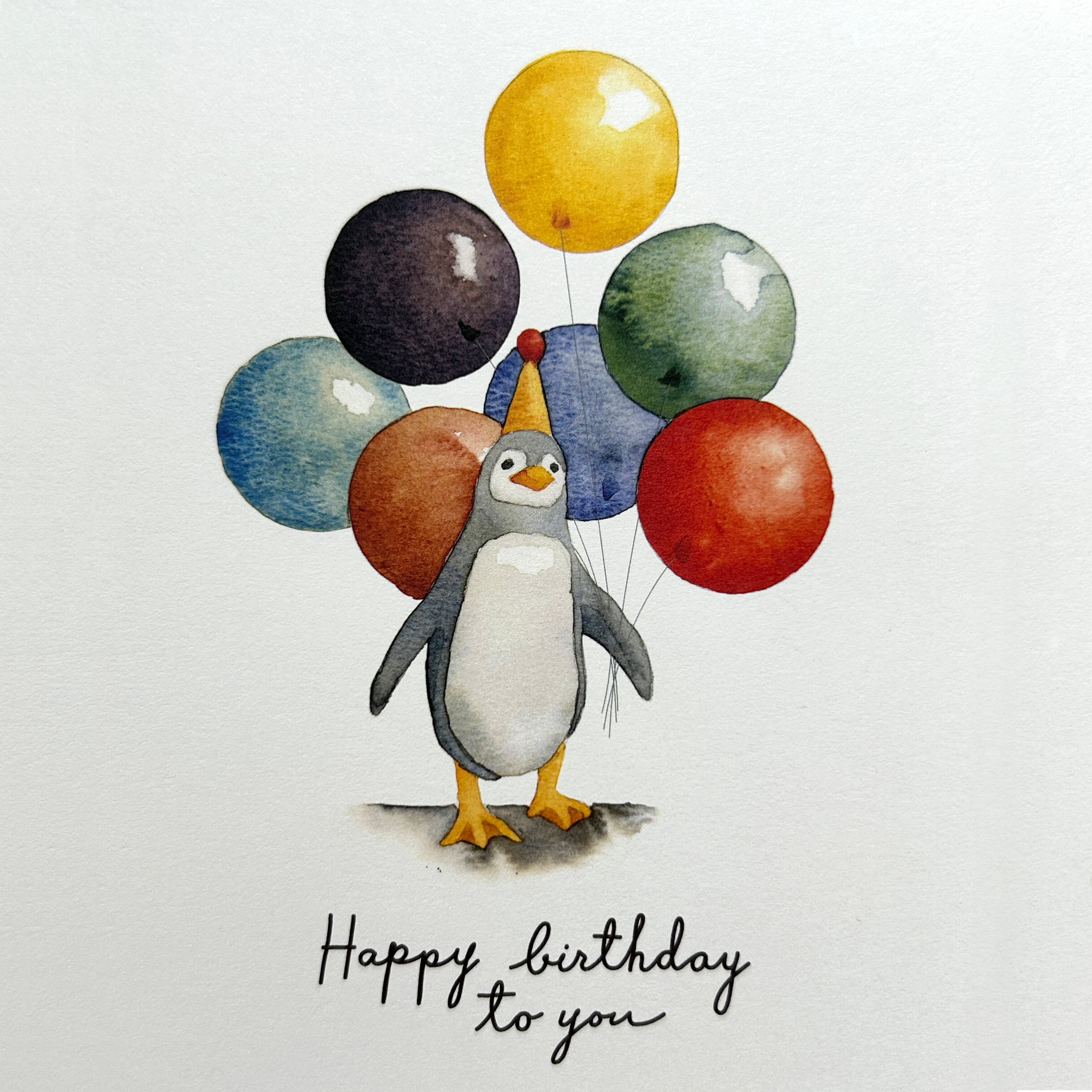 Fresh Fish - Wholesale Birthday Card - John Dory Greeting Card - Penguin with Balloons - Birthday2