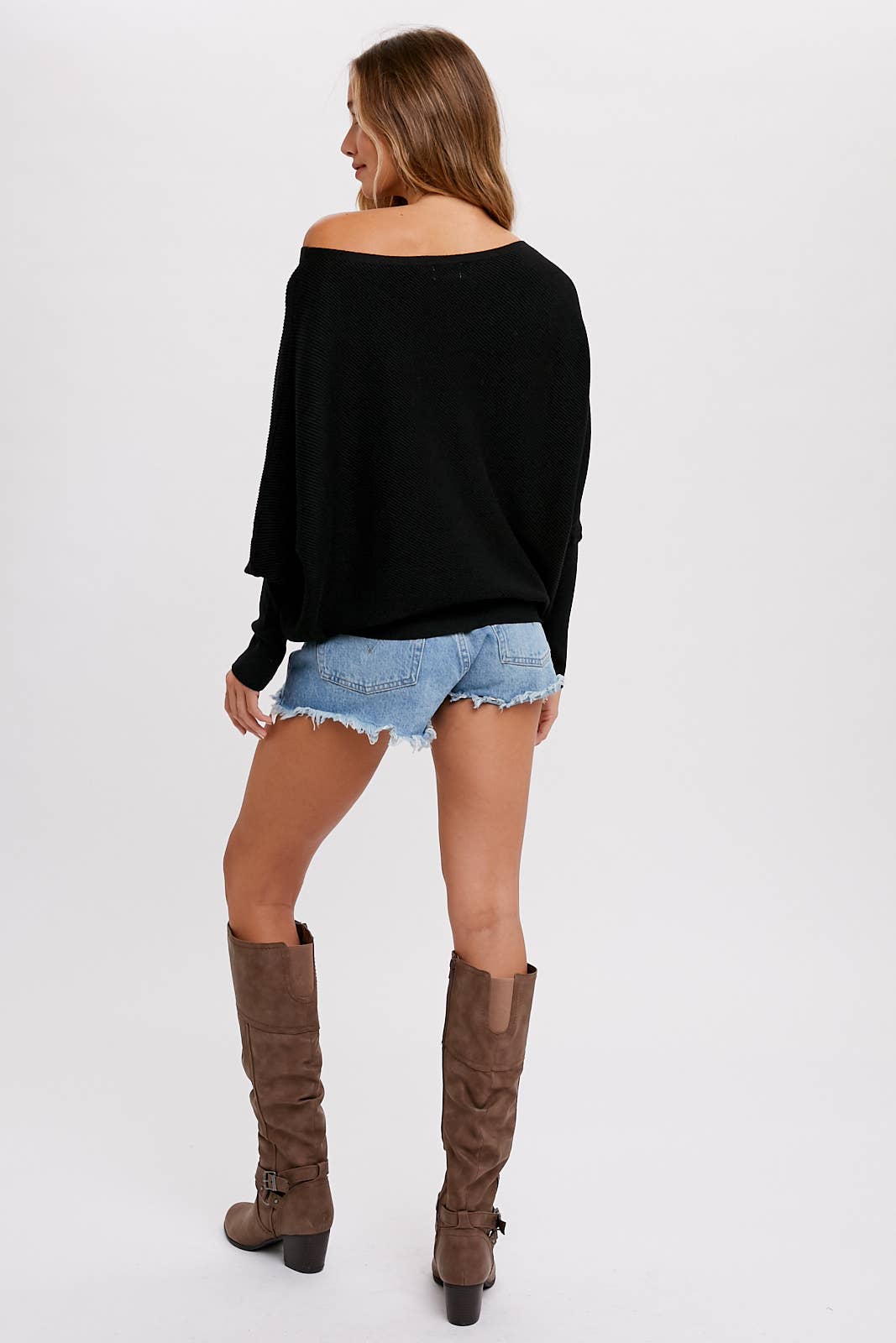 Bluivy - Wholesale Knit Sweater - Women's - ASYMMETRICAL OPEN SHOULDER DOLMAN PULLOVER26