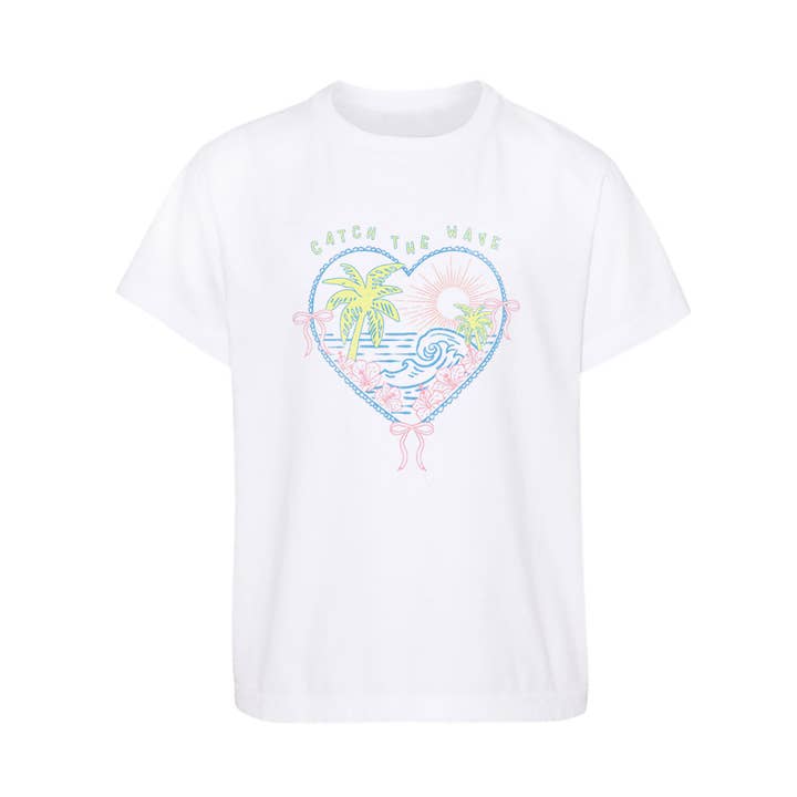 T-shirt de Renda Branca com Coração para Crianças - Meninas por atacado de Port 213