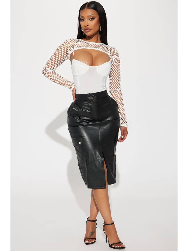 5besties inc - Wholesale Skirt - Women's - FAUX LEATHER CARGO MIDI SKIRTS2