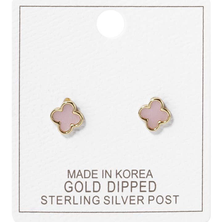 Sensibling Corp. - Wholesale Stud/Post Earrings - Gold Dipped Quatrefoil Stud Earrings4