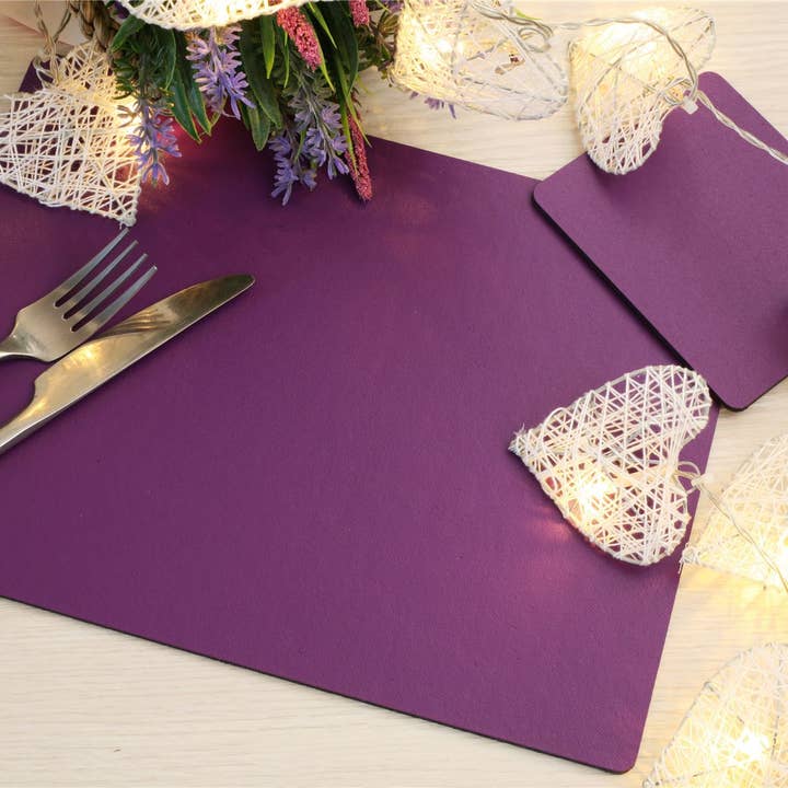 Set of 4 Elementry Purple Leatherboard Placemats 1 for wholesale by The Dapper House
