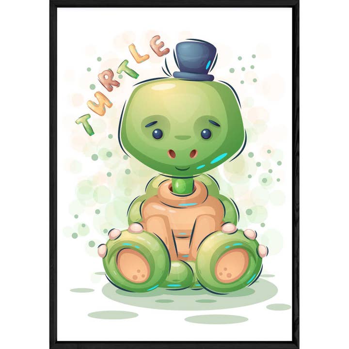 Tableau animal tortue – 23x32 – Cadre en bois et en verre pour la vente par ELISE ET LOUISE