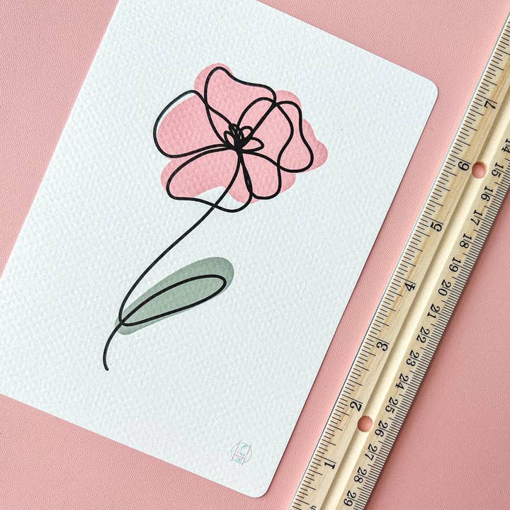 The Harpy Otter Co - Wholesale Art Print - Poppy Line Art Print1