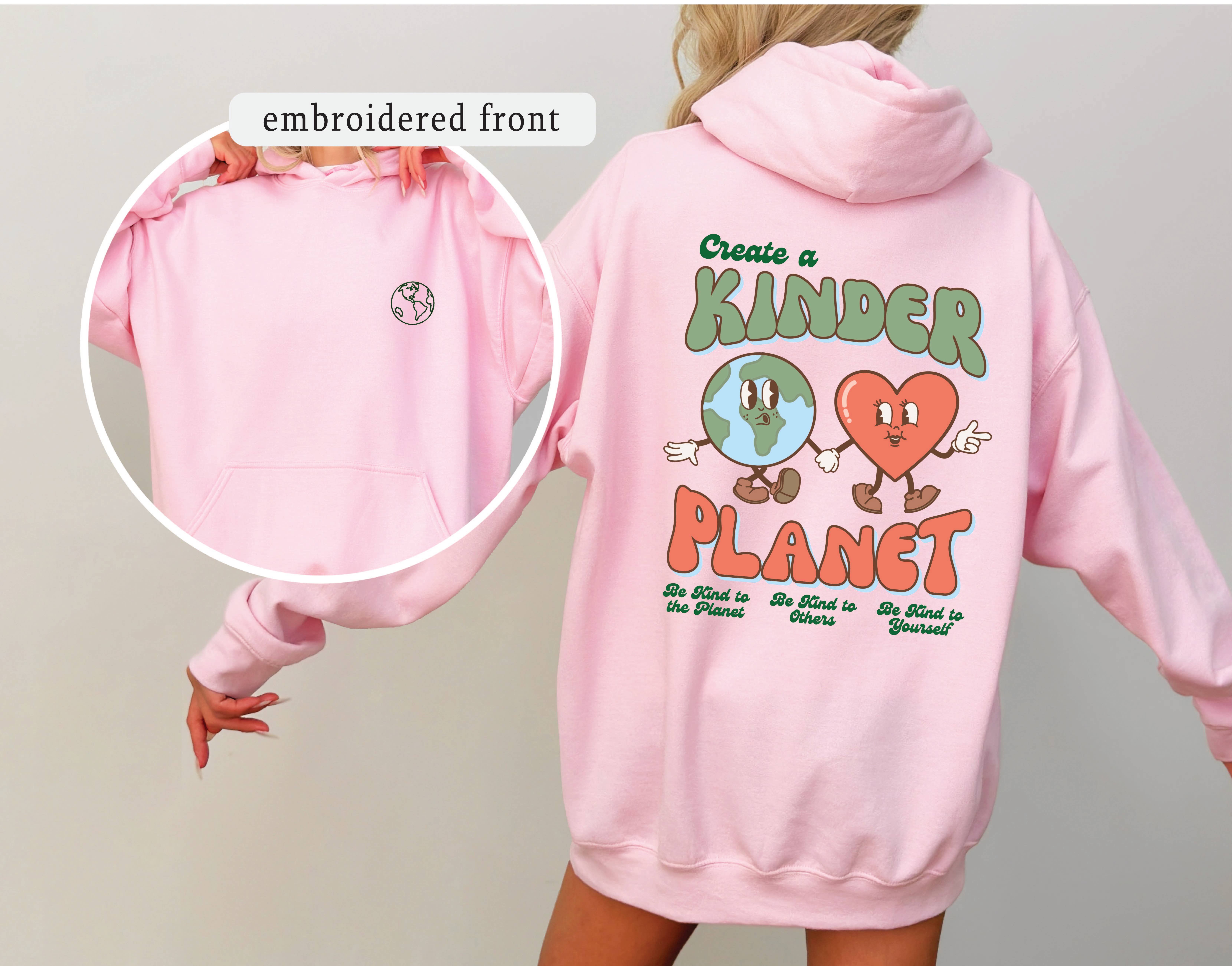 P E T I T R U E - Wholesale Hoodie - Women's - EMBROIDERED Hoodie Kinder Planet Earth Day Hood Sweatshirt1